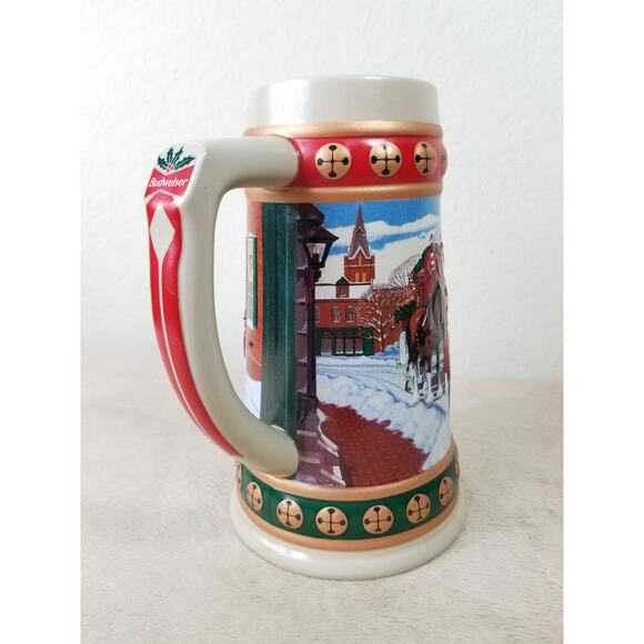 Budweiser Beer Stein Mug Hometown Holiday 1993 Handcrafted 7" Brazil Ceramarte - Picture 9 of 12